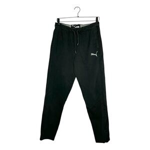 Puma Black Athletic Jogger Sweatpants Drawstring Logo Lounge Pants Medium